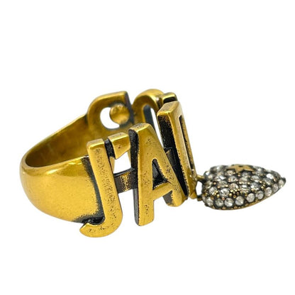 Dior J'adior Ring Heart Crystal Logo Gold Plated