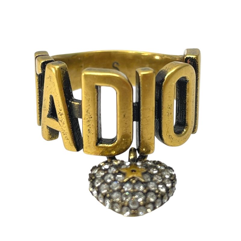 Dior J'adior Ring Heart Crystal Logo Gold Plated