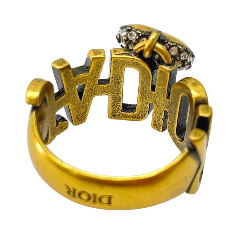 Dior J'adior Ring Heart Crystal Logo Gold Plated