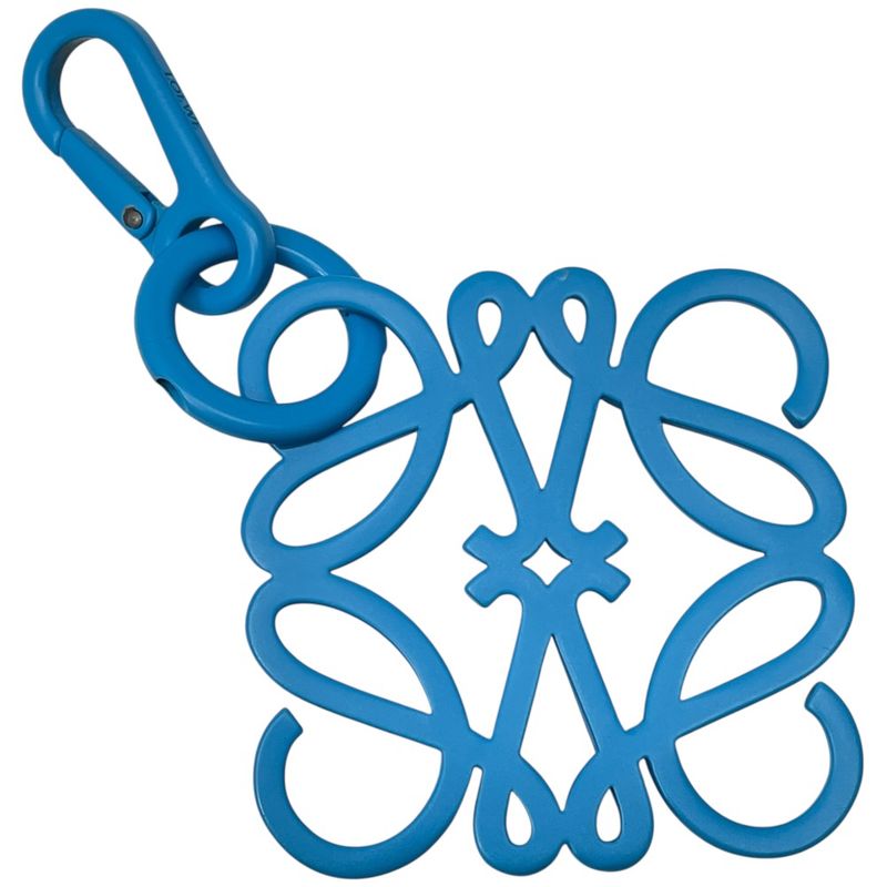 Loewe Anagram Bag Charm Key Holder Key Ring Metal Blue