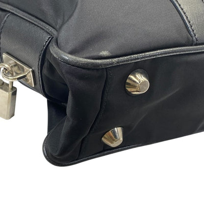 Prada Briefcase Business Nylon Saffiano Leather Triangle Logo Nero Black
