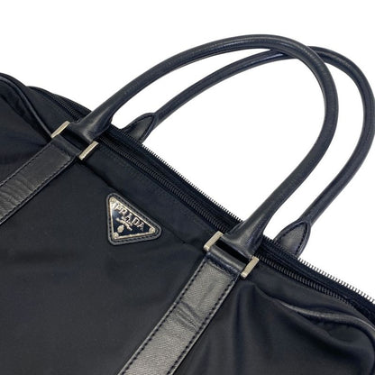 Prada Briefcase Business Nylon Saffiano Leather Triangle Logo Nero Black