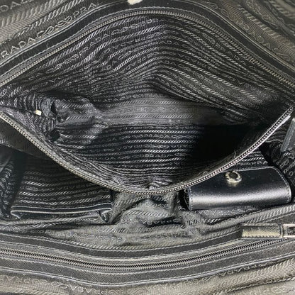 Prada Briefcase Business Nylon Saffiano Leather Triangle Logo Nero Black