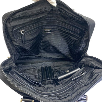 Prada Briefcase Business Nylon Saffiano Leather Triangle Logo Nero Black