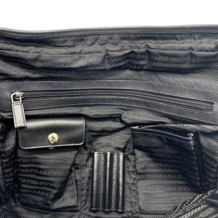 Prada Briefcase Business Nylon Saffiano Leather Triangle Logo Nero Black