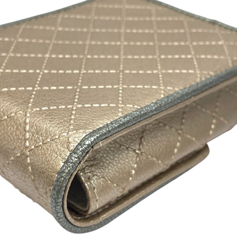 Chanel Bicolor CC Logo Cigarette Case Tobacco Multi Quilted Leather Hat Champagne