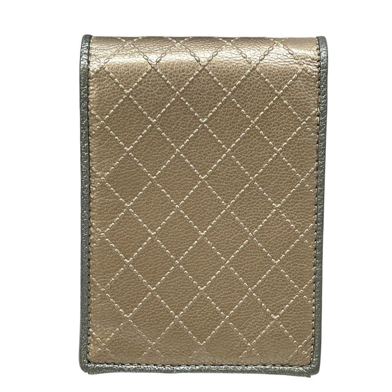 Chanel Bicolor CC Logo Cigarette Case Tobacco Multi Quilted Leather Hat Champagne