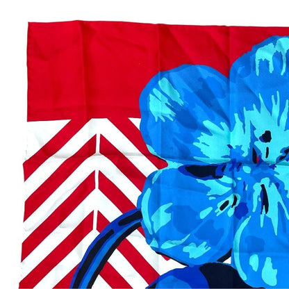 Dior D-flower Pop Scarf Shawl Floral Red Blue Silk