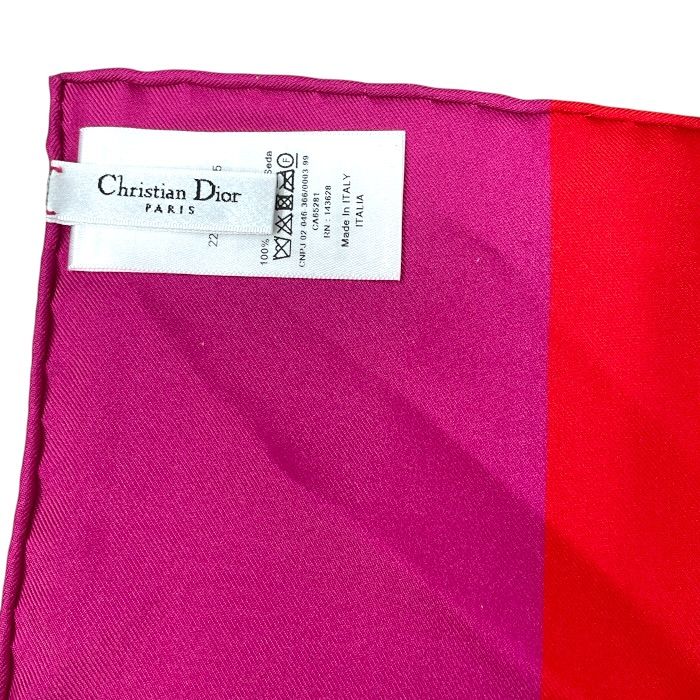 Dior D-flower Pop Scarf Shawl Floral Red Blue Silk