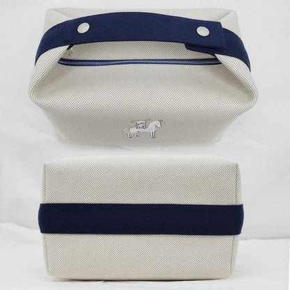 Hermes Brid-a-brac GM Gabriel Gripere Bleu Nattier Toile Ash Silver Pouch