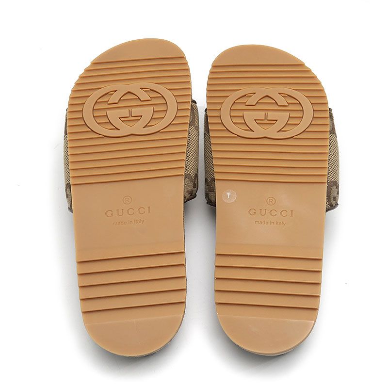 Gucci Slide Sandals 7 Jumbo GG Beige