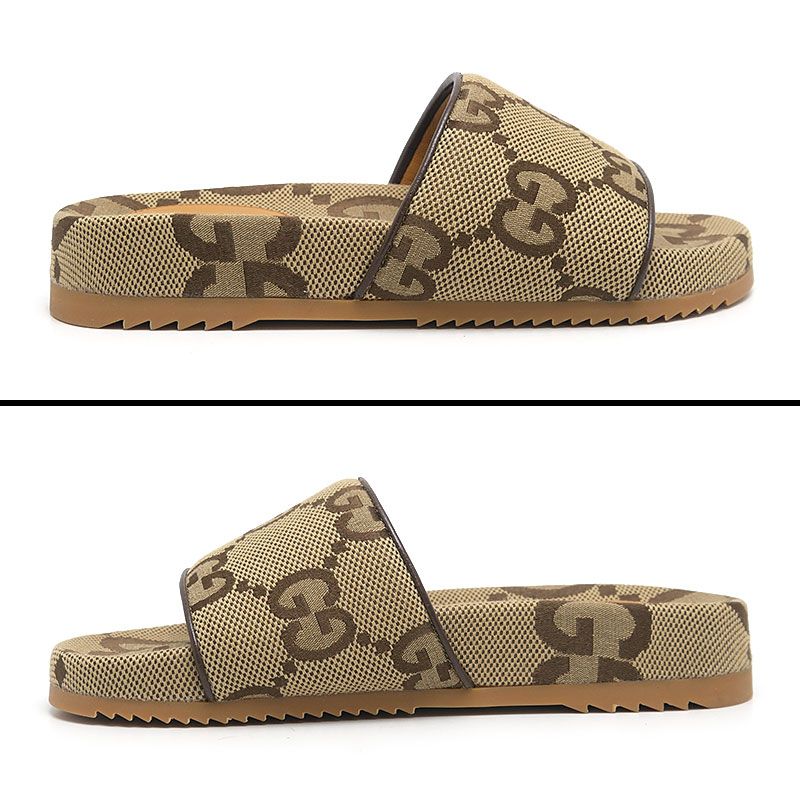 Gucci Slide Sandals 7 Jumbo GG Beige