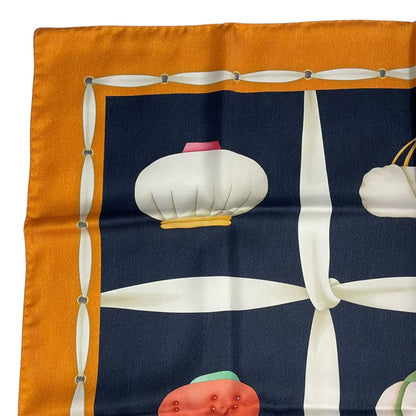 Bvlgari Scarf Silk Colorful Candy Turban Lantern Black Orange