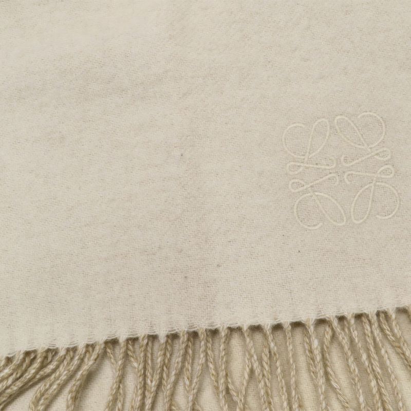 Loewe Scarf Anagram Ivory Beige Wool Cashmere Bicolor Ation From Use And Wear.