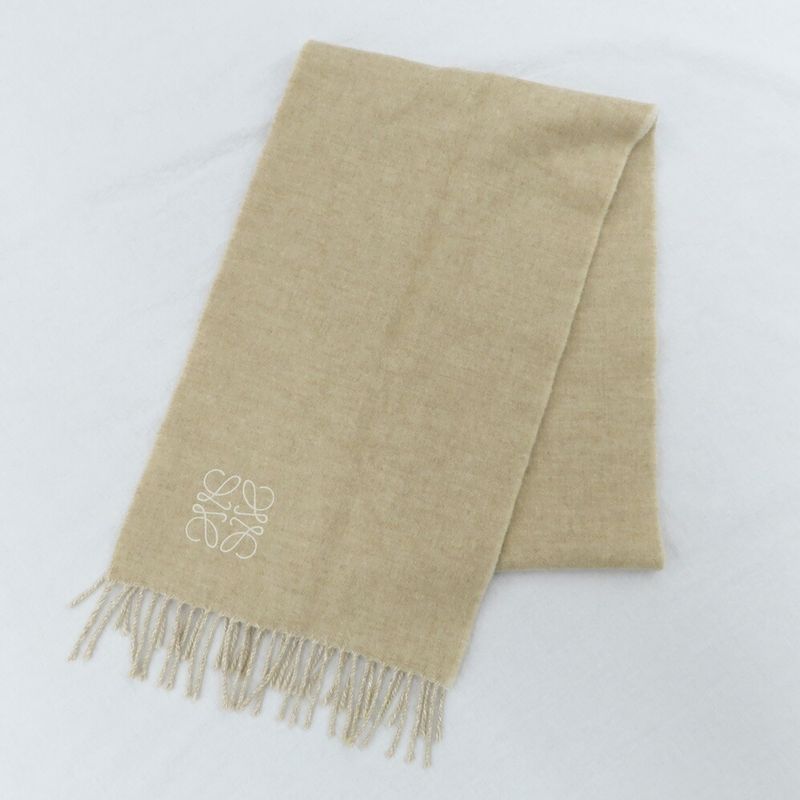 Loewe Scarf Anagram Ivory Beige Wool Cashmere Bicolor Ation From Use And Wear.