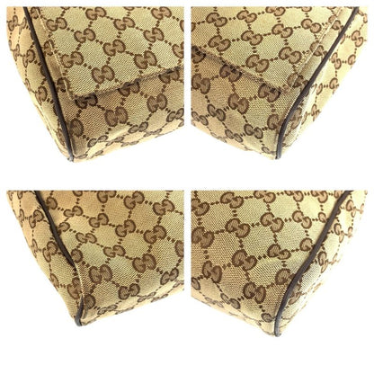 Gucci Beige Brown Silver GG Canvas Leather Shoulder Bag