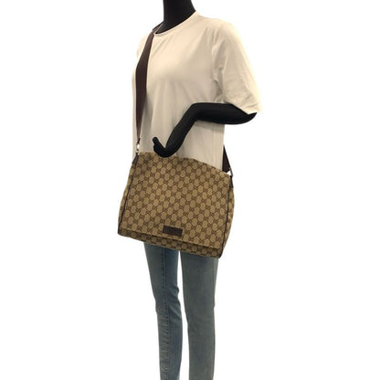 Gucci Beige Brown Silver GG Canvas Leather Shoulder Bag