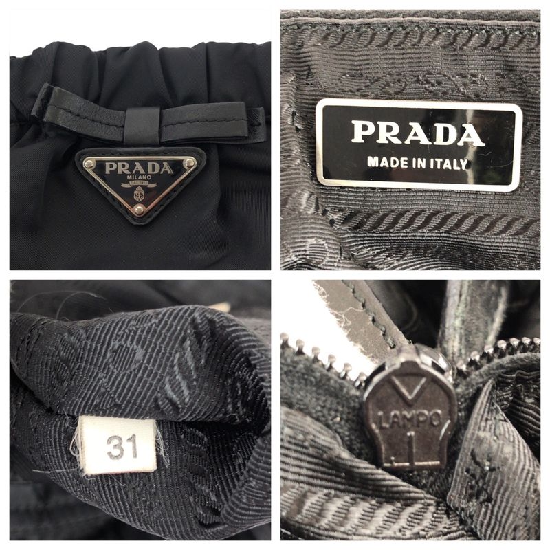 Prada Tessuto Black Nylon Leather Tote