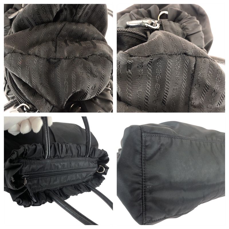 Prada Tessuto Black Nylon Leather Tote