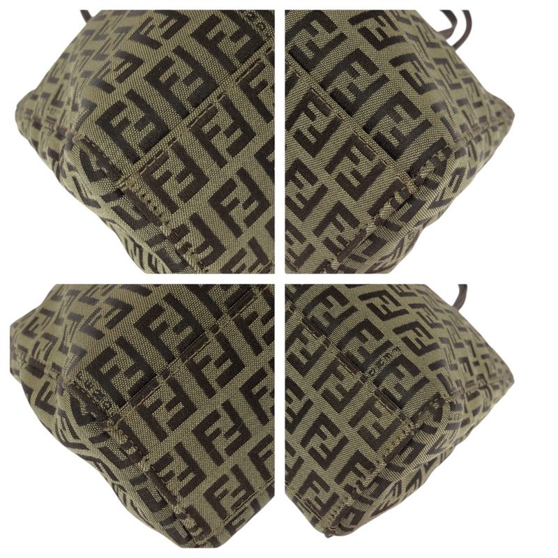 Fendi Vintage Zucchino Beige Brown Canvas Leather Mini Tote