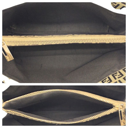 Fendi Vintage Zucchino Beige Brown Canvas Leather Mini Tote