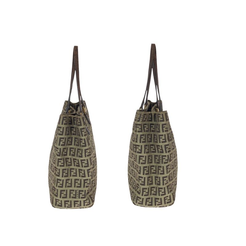 Fendi Vintage Zucchino Beige Brown Canvas Leather Mini Tote