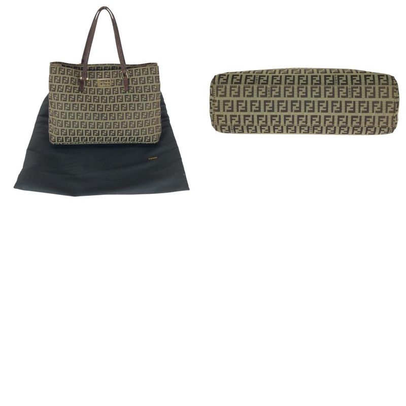 Fendi Vintage Zucchino Beige Brown Canvas Leather Mini Tote