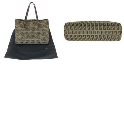 Fendi Vintage Zucchino Beige Brown Canvas Leather Mini Tote