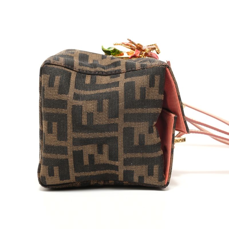 Fendi Handbag Zucca Canvas Flower Motif