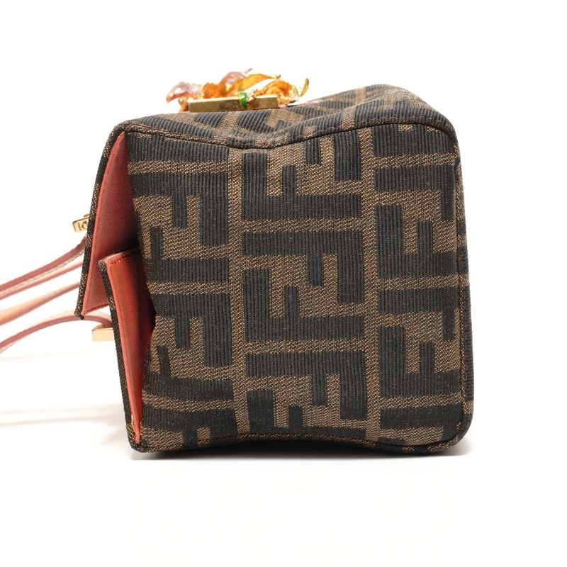 Fendi Handbag Zucca Canvas Flower Motif