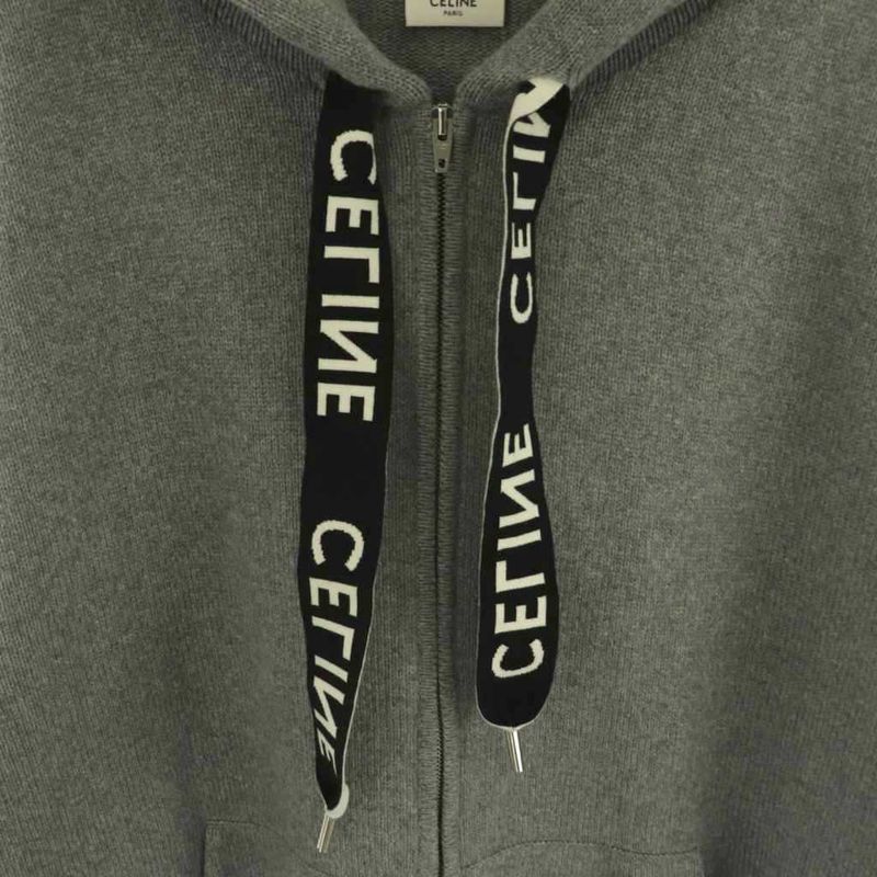 Celine Oversized Zip Hoodie Knit Zip Up Cashmere Wool Jacket