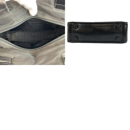 Prada Tessuto Black Silver Nylon Leather Handbag