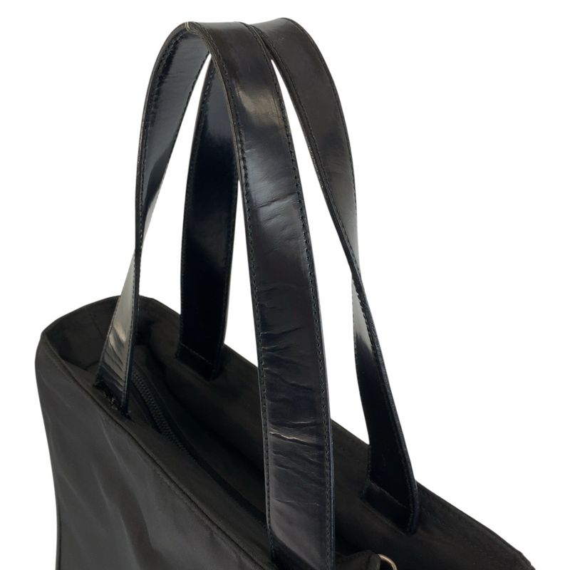 Prada Tessuto Black Silver Nylon Leather Handbag
