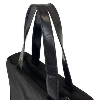Prada Tessuto Black Silver Nylon Leather Handbag