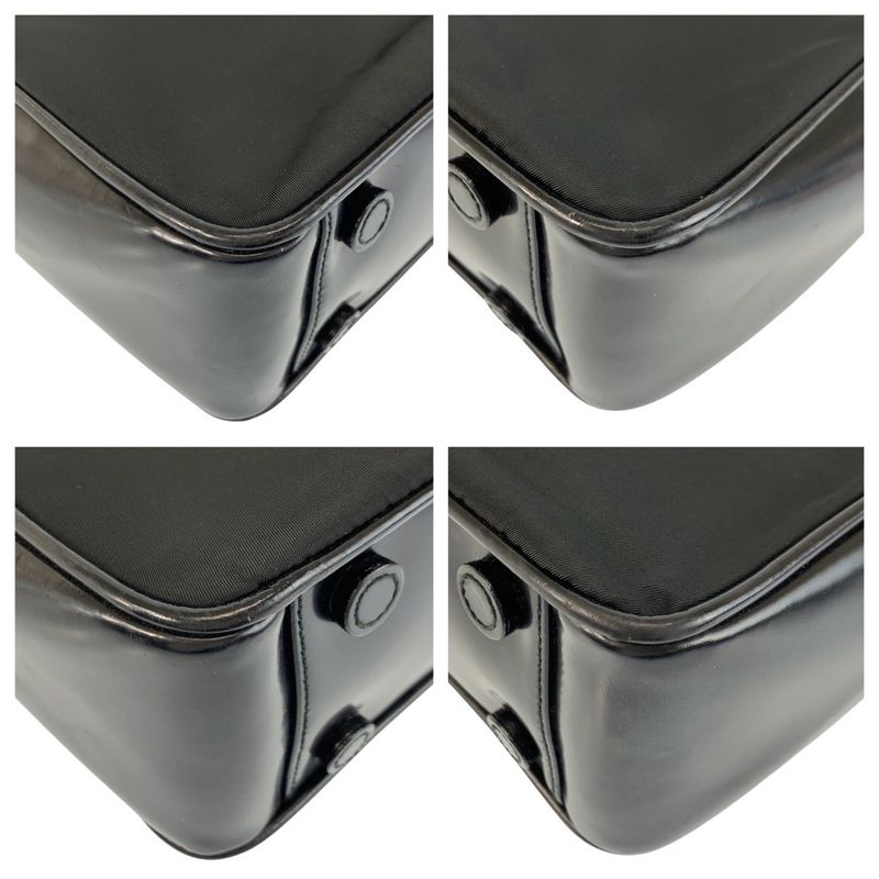 Prada Tessuto Black Silver Nylon Leather Handbag