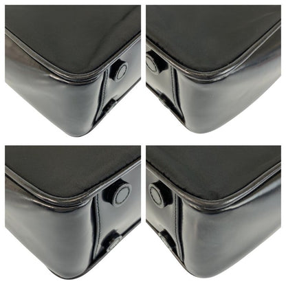 Prada Tessuto Black Silver Nylon Leather Handbag