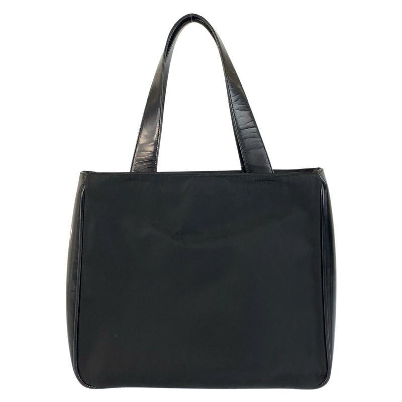 Prada Tessuto Black Silver Nylon Leather Handbag