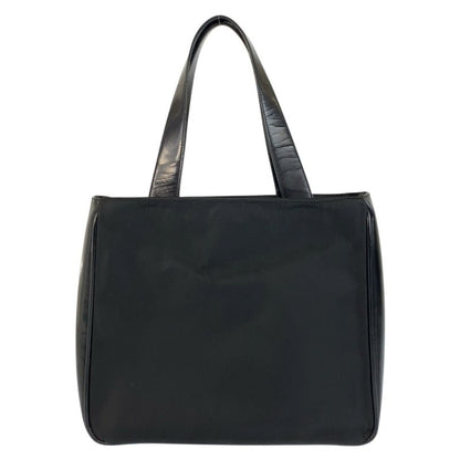 Prada Tessuto Black Silver Nylon Leather Handbag