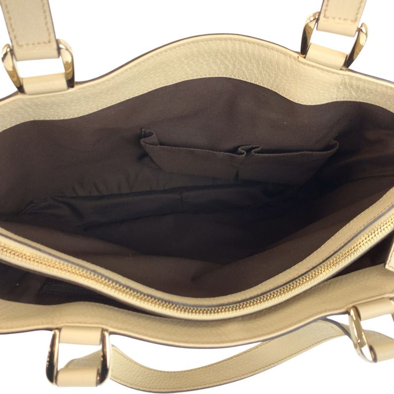 Gucci Beige Gold GG Canvas Leather Tote