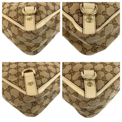 Gucci Beige Gold GG Canvas Leather Tote