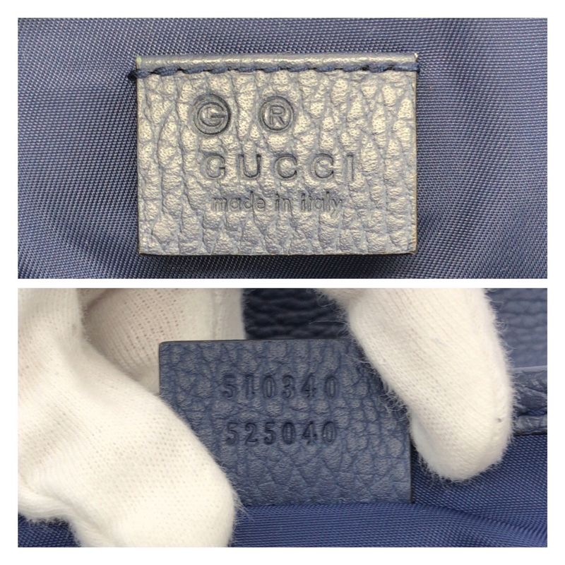 Gucci Beige Blue Silver GG Canvas Leather Shoulder Bag