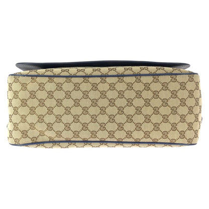 Gucci Beige Blue Silver GG Canvas Leather Shoulder Bag