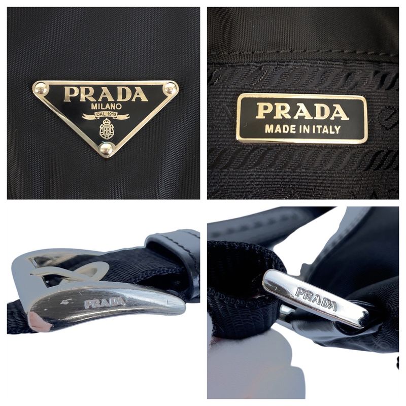 Prada Tessuto Black Nylon Leather Belt Bag