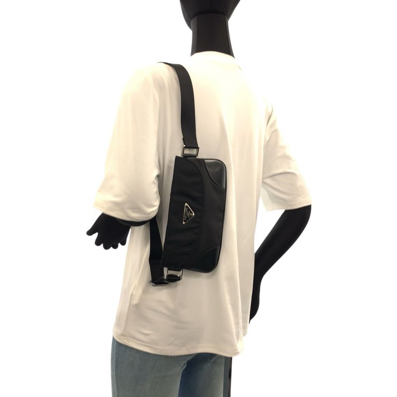 Prada Tessuto Black Nylon Leather Belt Bag