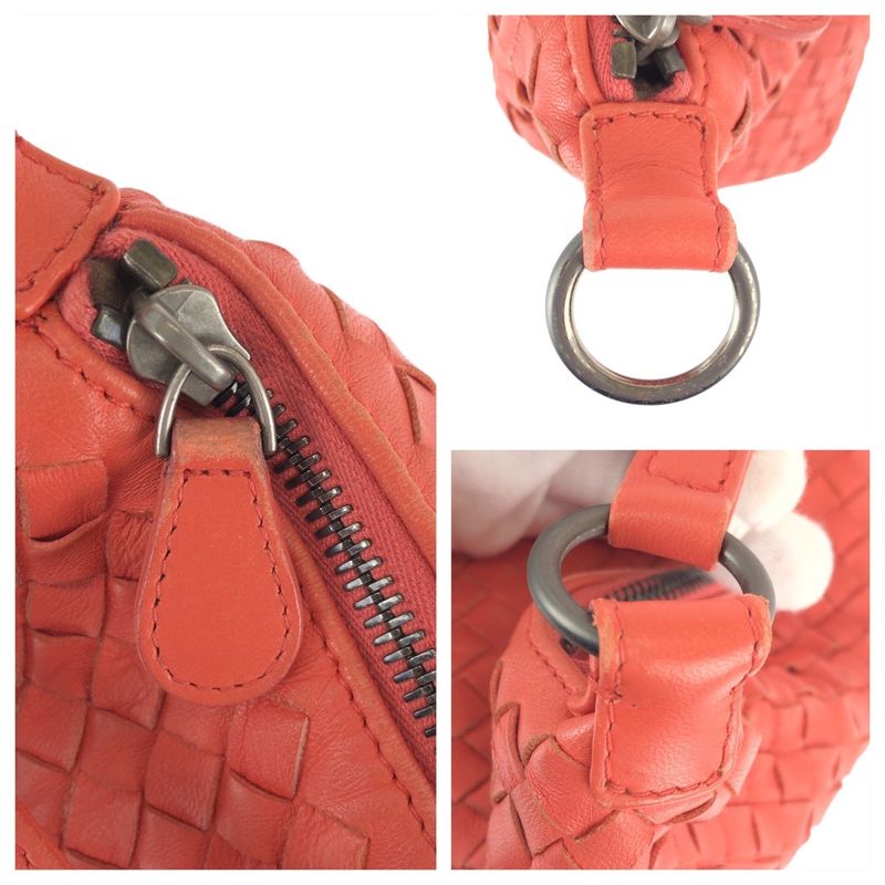 Bottega Veneta Intrecciato Pink Salmon Leather Shoulder Bag Salmon