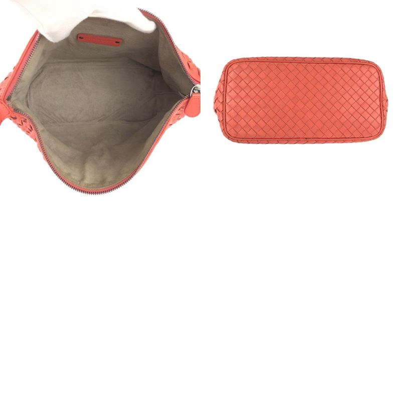 Bottega Veneta Intrecciato Pink Salmon Leather Shoulder Bag Salmon