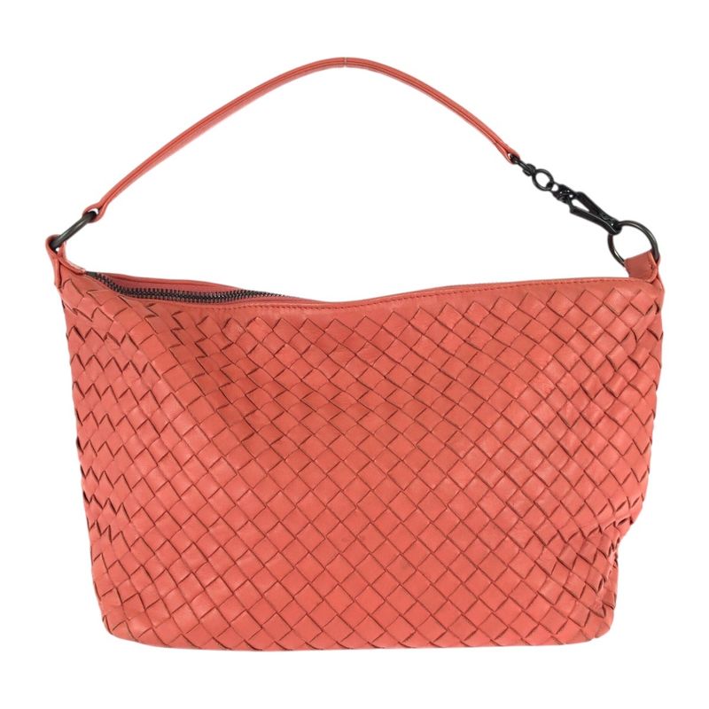Bottega Veneta Intrecciato Pink Salmon Leather Shoulder Bag Salmon