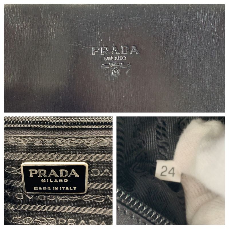 Prada Tessuto Black Silver Leather Nylon Tote