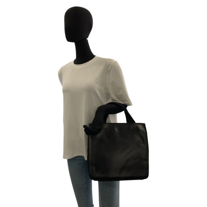 Prada Tessuto Black Silver Leather Nylon Tote