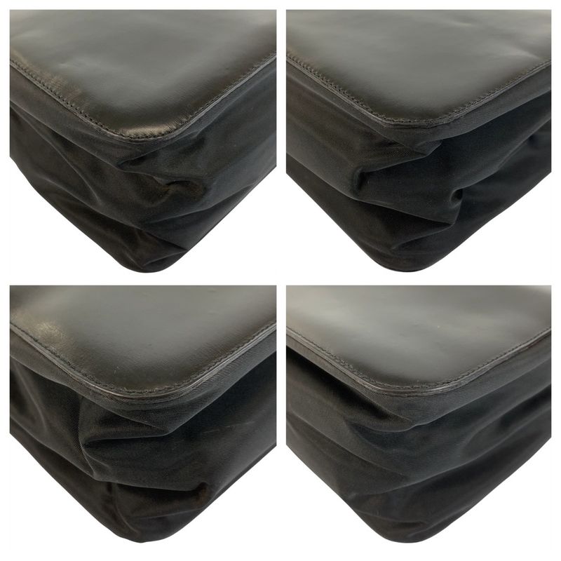 Prada Tessuto Black Silver Leather Nylon Tote